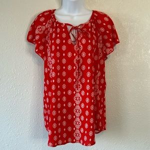 Bandanna Style Red & White Quaint Twee Style Blouse